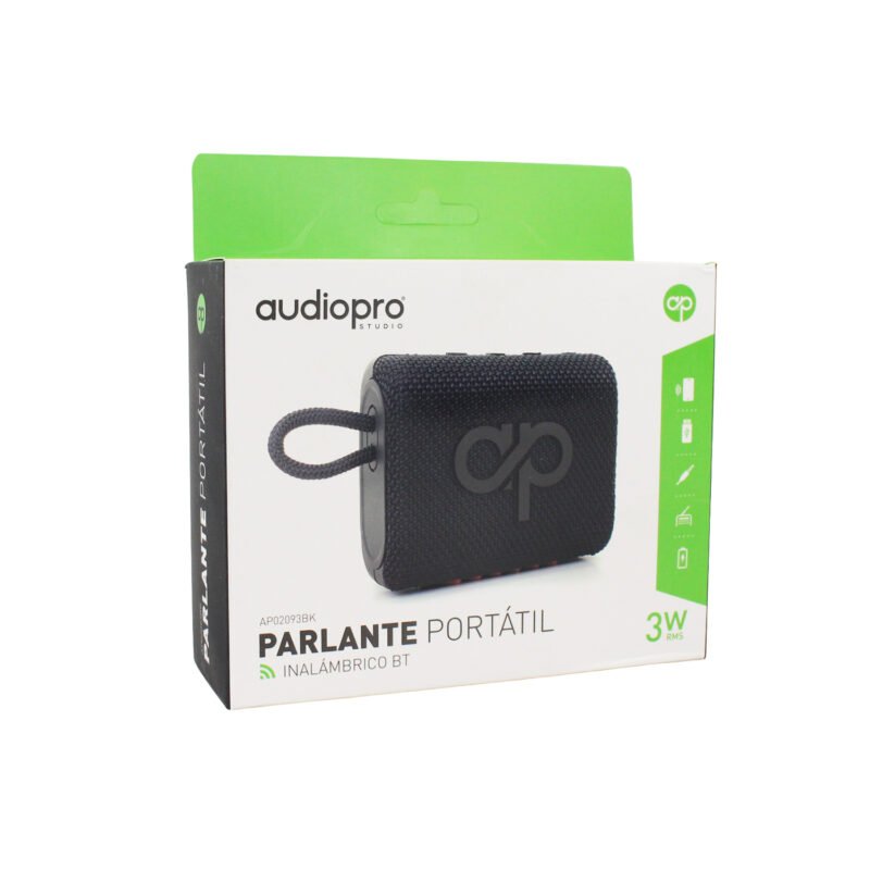 parlante audiopro portatil inalambrico 10w bt/sd/radio usb, alcance 15mts black — vista 2