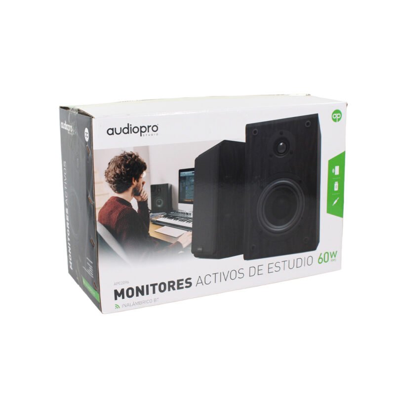 monitor de estudio audiopro activo respuesta plana para home studio, conexion jack 3,5 60w