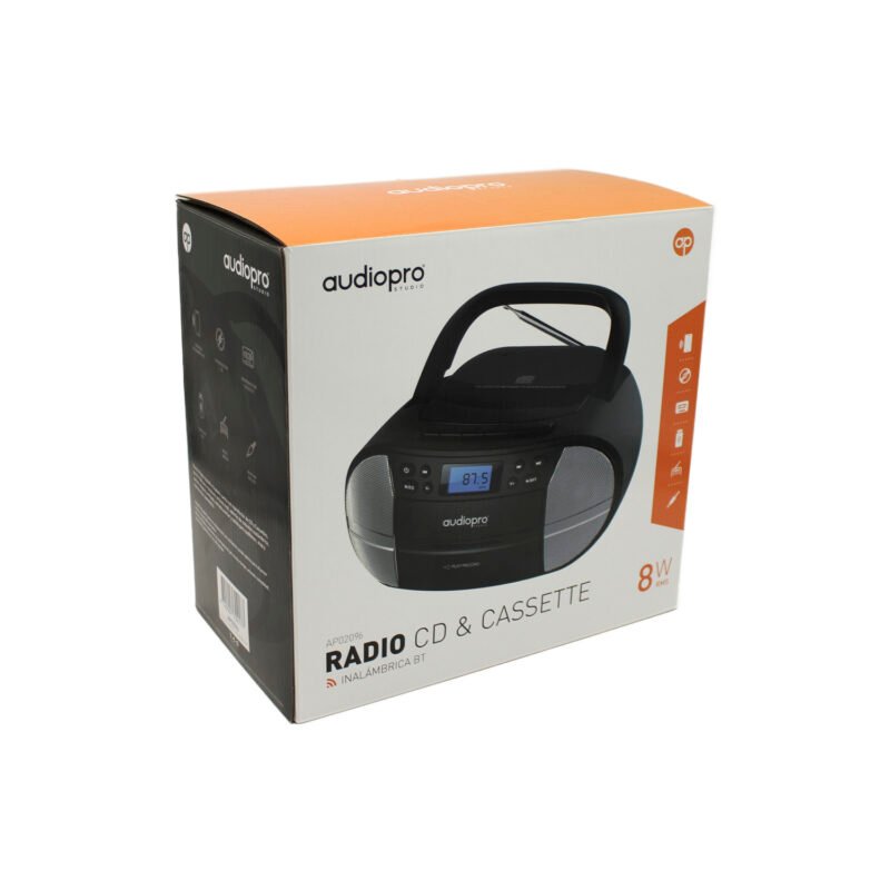 radio audiopro boombox con lector de cd / cassete y bt / alcance 10mts — vista 6