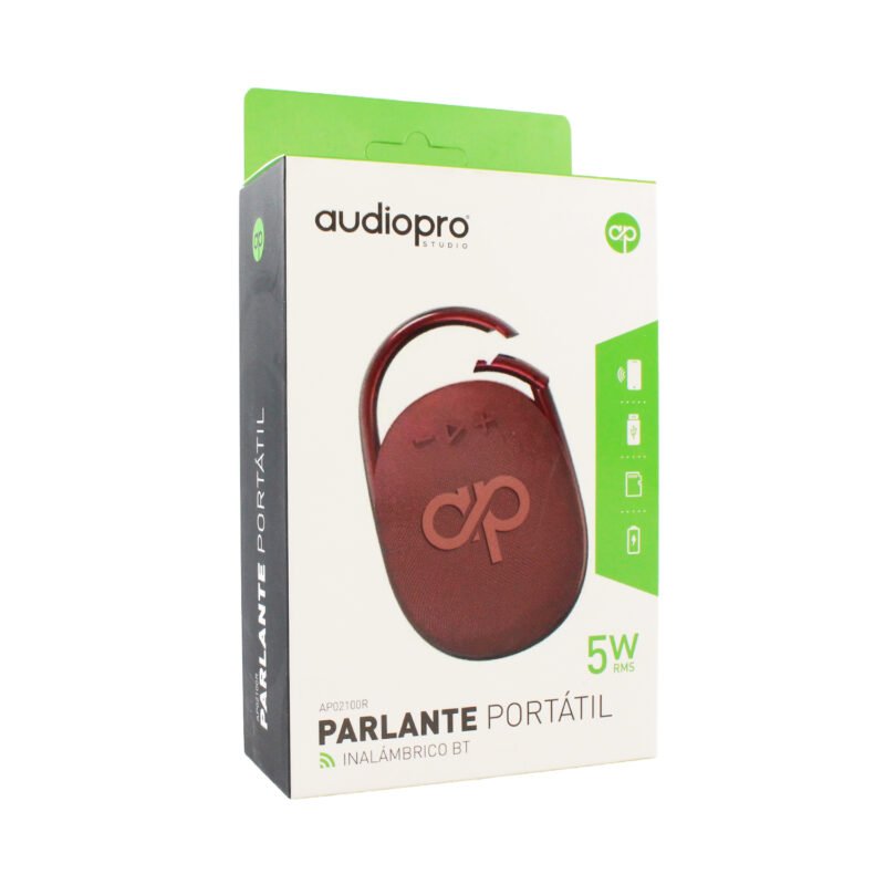 parlante audiopro portatil inalambrico 5w bt/puerto usb/sd, red — vista 2