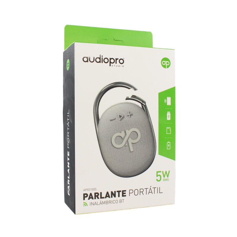 parlante audiopro portatil inalambrico 5w bt/puerto usb/sd, silver — vista 2