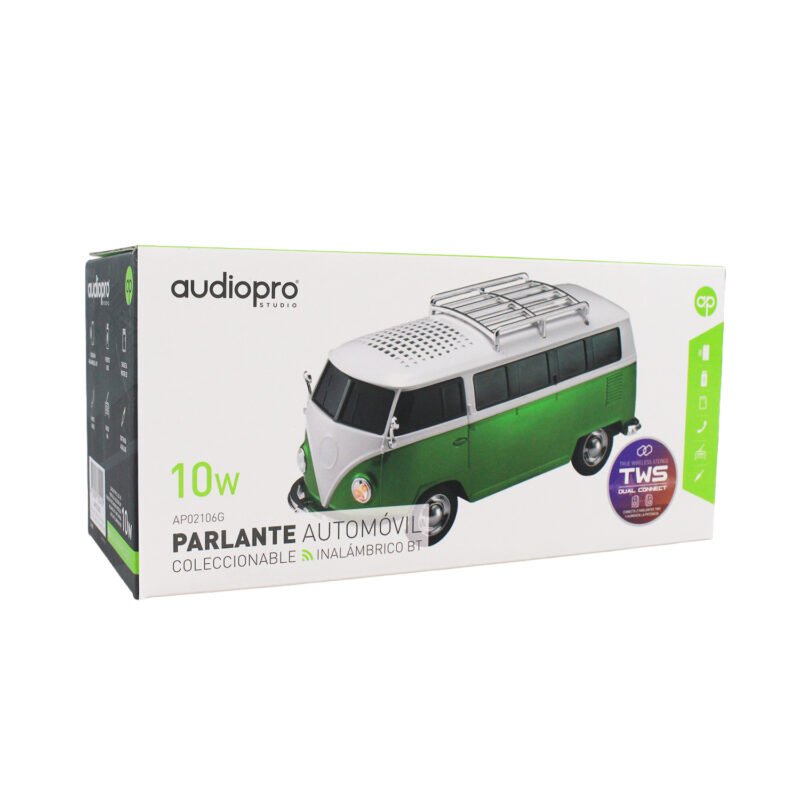 parlante audiopro bus combi portatil con entrada bt/sd/usb/fm/ dual connect entre mismo modelo. green — vista 2