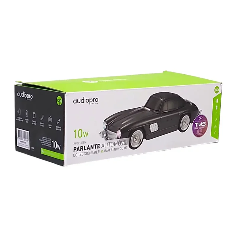 parlante audiopro auto 300 sl portatil con entrada bt/sd/usb/fm/pantalla led/ funcion twins mismo modelo. black