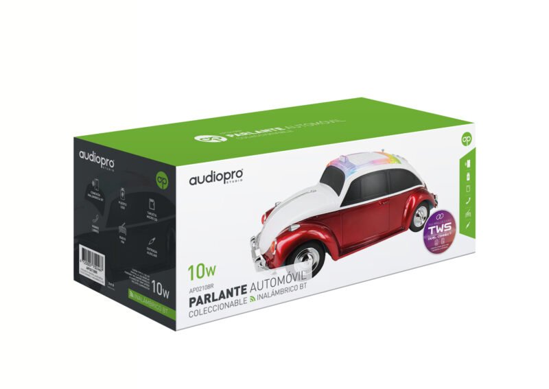 parlante audiopro auto escarabajo con iluminacion con entrada bt/sd/usb/fm/funcion twins mismo modelo. red — vista 4