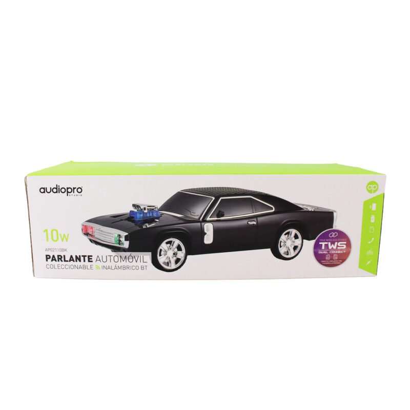 parlante audiopro auto charger 1970 con iluminacion/entrada bt/micro sd/usb/fm/funcion twins mismo modelo. black