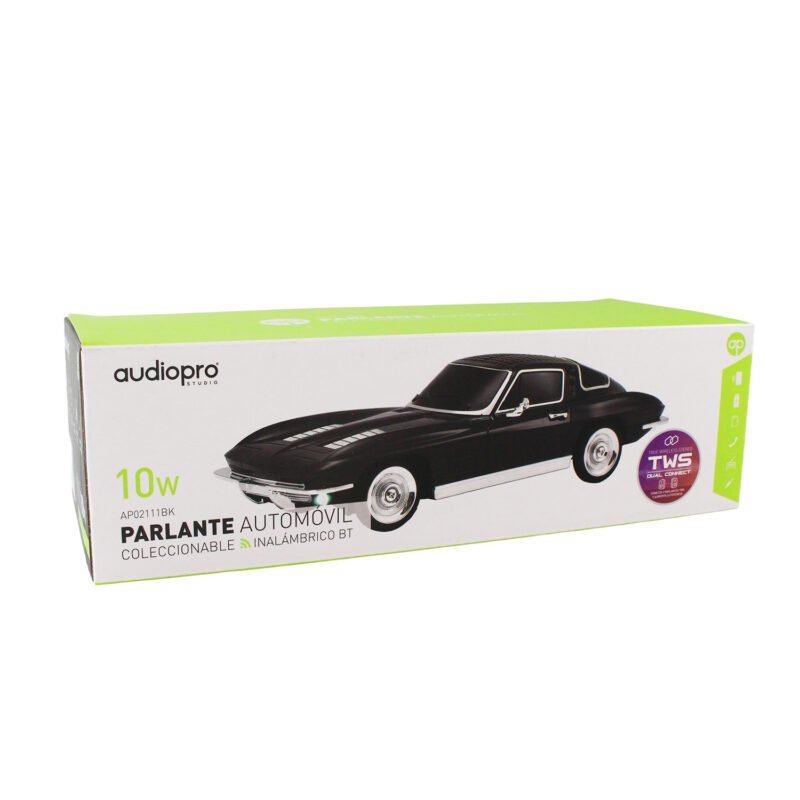 parlante audiopro tipo corvetter 1963 portatil con iluminacion/entrada bt/sd/usb/fm/funcion twins mismo modelo. black — vista 3