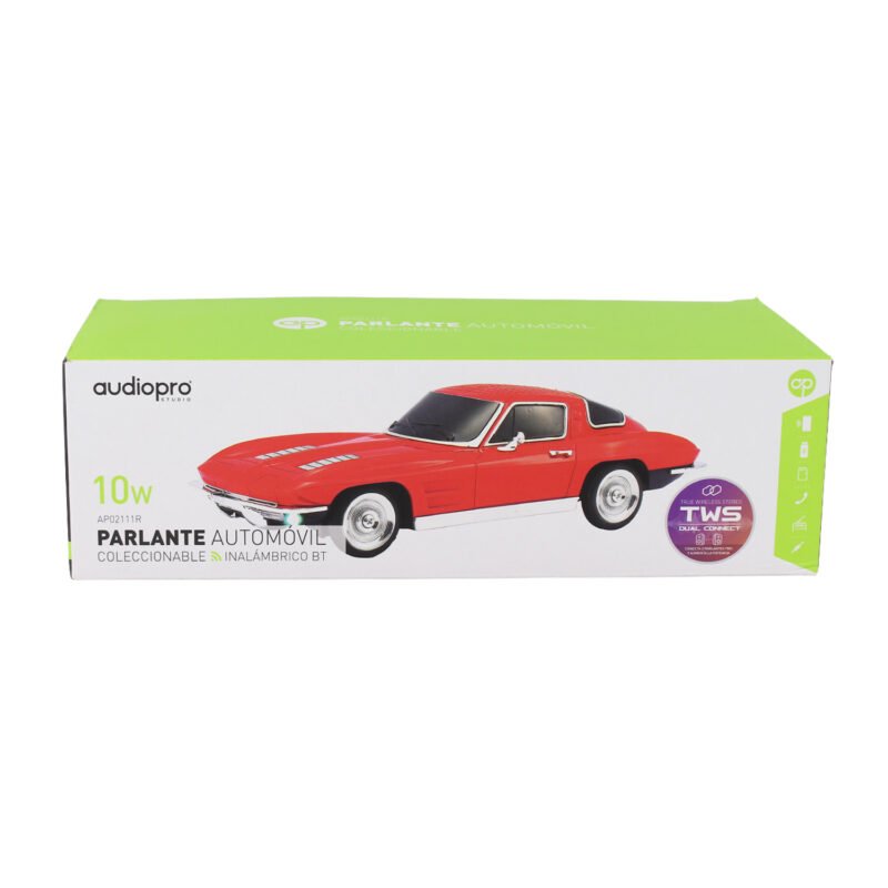 parlante audiopro tipo corvetter 1963 portatil con iluminacion/entrada bt/sd/usb/fm/funcion twins mismo modelo. red — vista 4