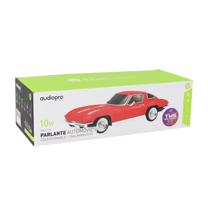 parlante audiopro tipo corvetter 1963 portatil con iluminacion/entrada bt/sd/usb/fm/funcion twins mismo modelo. red — vista 5
