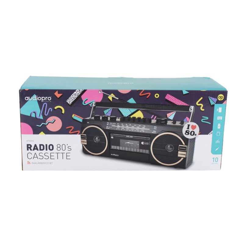radio audiopro retro con cassette bt/usb/sd, 2 altavoces integrados x bass. — vista 4