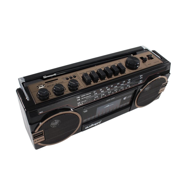 radio audiopro retro con cassette bt/usb/sd, 2 altavoces integrados x bass. — vista 12