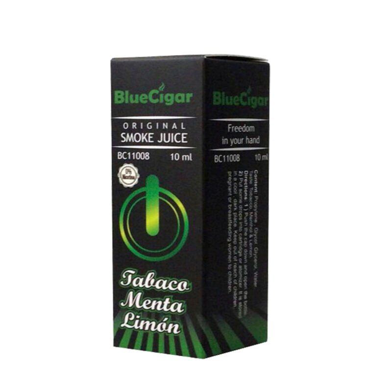 recarga de vaporizador electronico bluecigar 0% nicotina /sabor tabaco menthom lemon — vista 2