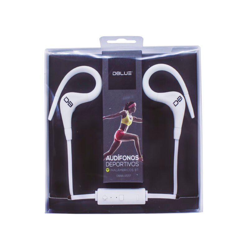audifono dblue in ear bt deportivo con agarre de oidos white — vista 2