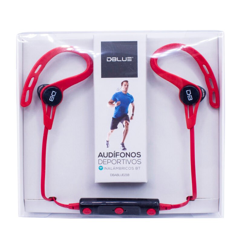 audifono dblue in ear bt deportivo con agarre de oidos red — vista 3