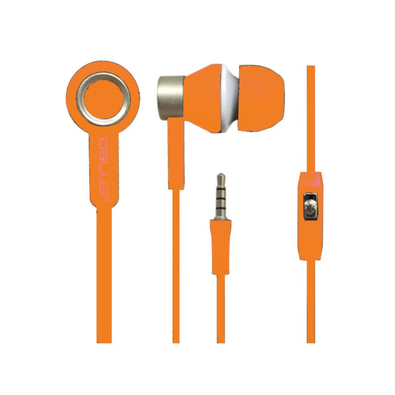 audifono in ear ultraligero cable plano con manos libre. orange