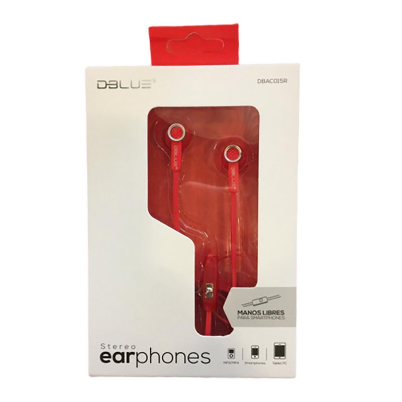 audifono in ear ultraligero cable plano con manos libre. red — vista 2