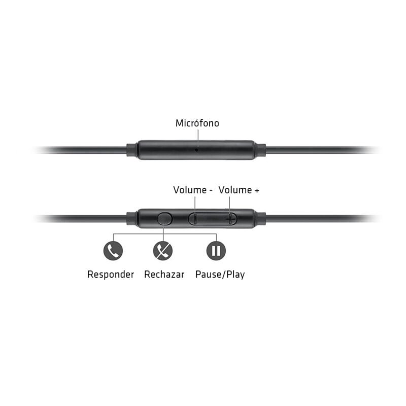audifono dblue in ear ultraligero con manos libre reduccion de ruido/longitud 1.2m. black — vista 4