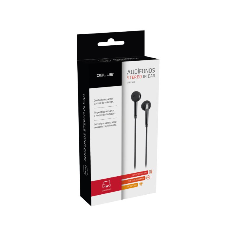 audifono dblue in ear ultraligero con manos libre reduccion de ruido/longitud 1.2m. black — vista 6