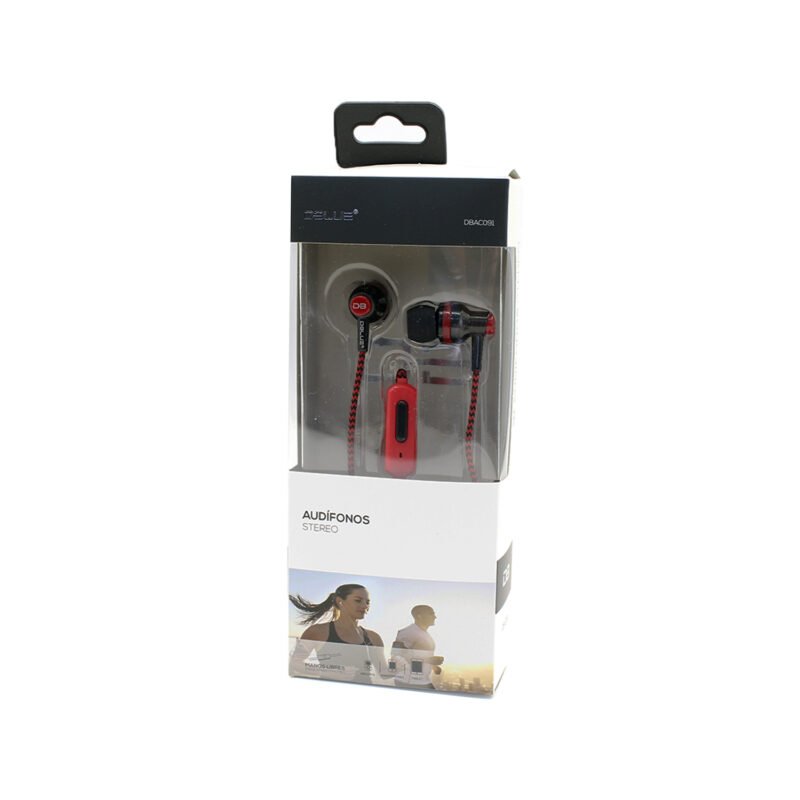 audifono dblue ultraligero cable textil con manos libres/sonido directo. red — vista 4