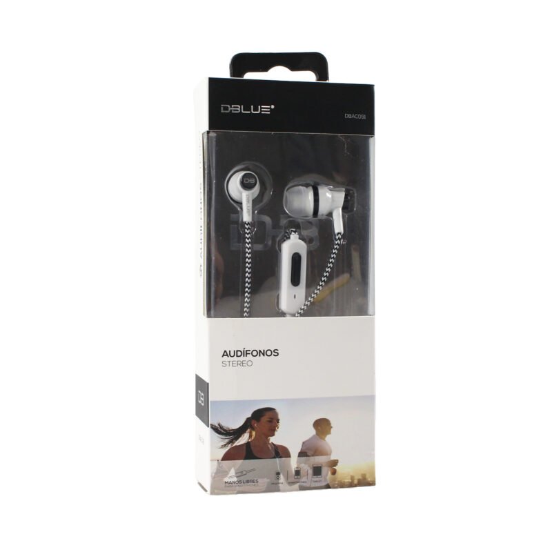 audifono dblue ultraligero cable textil con manos libres/sonido directo.white — vista 3