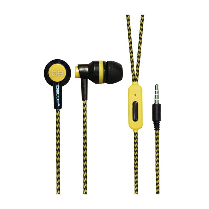 audifono dblue ultraligero cable textil con manos libres/sonido directo. yellow