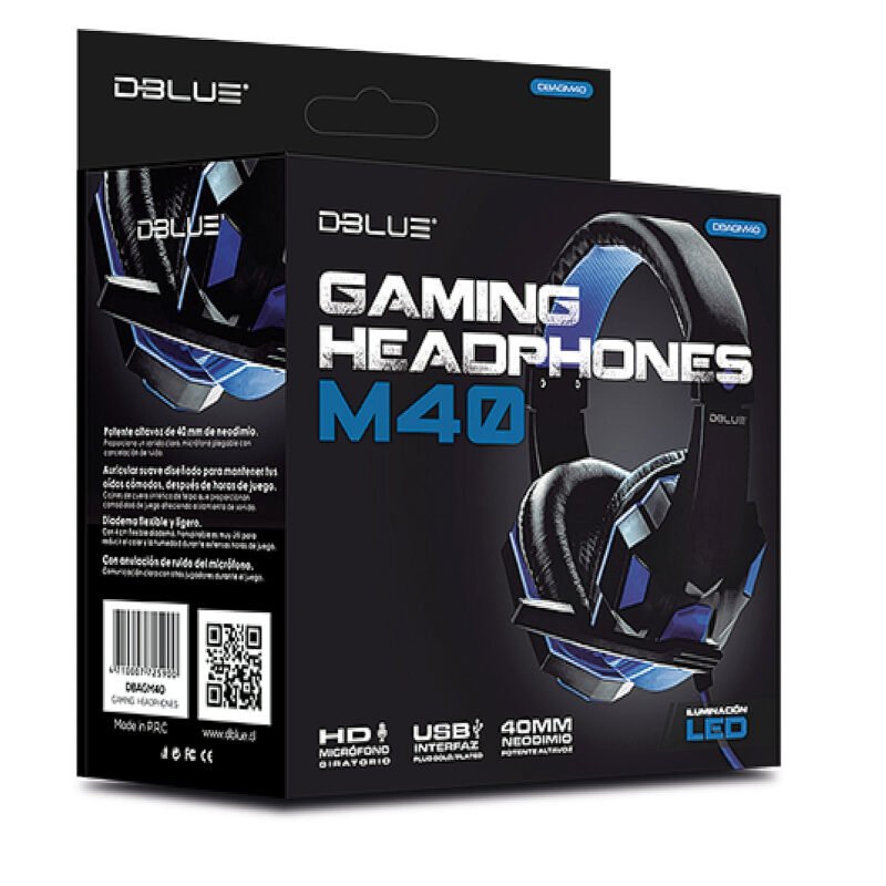 audifono dblue gamer con luces/ usb/microfono/control de volumen/anula ruido al hablar/longitud 2,2m. — vista 4