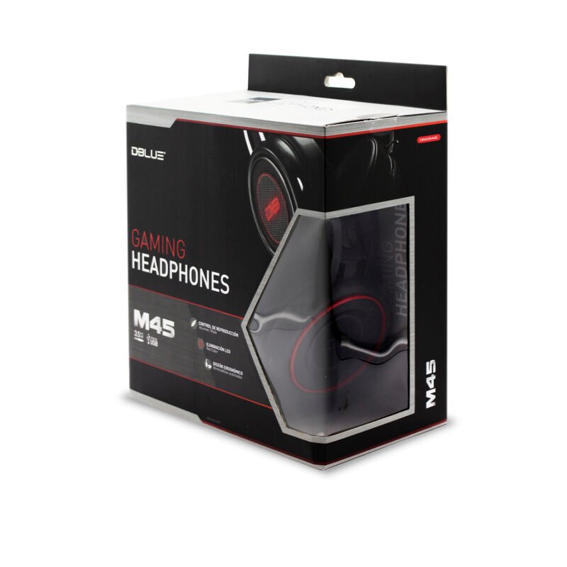 audifono dblue gamer con luces/microfono/control de volumen/conexion 3.5 y usb — vista 4