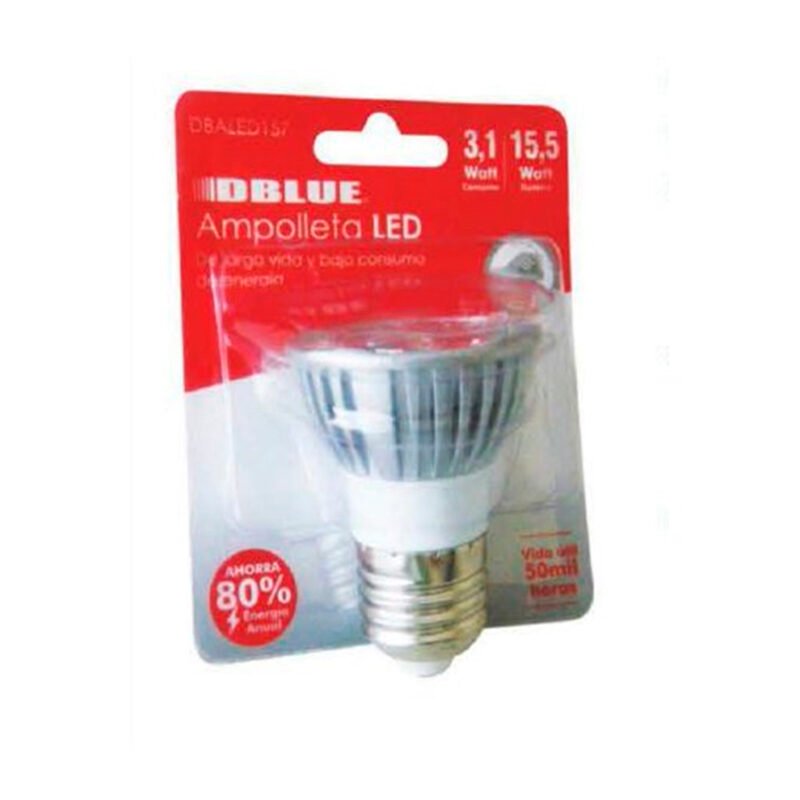ampolleta led dblue 3,1w ilumina 15,5w, conector e27, libre de mercurio/ahorra 80% mas. — vista 2