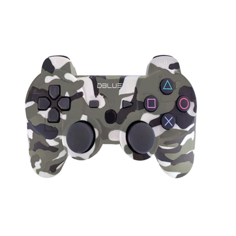 control dblue ps3 dual shock bluetooth wireless con entrada de 6 axiales, cable usb 1 metro, mimetizado silver