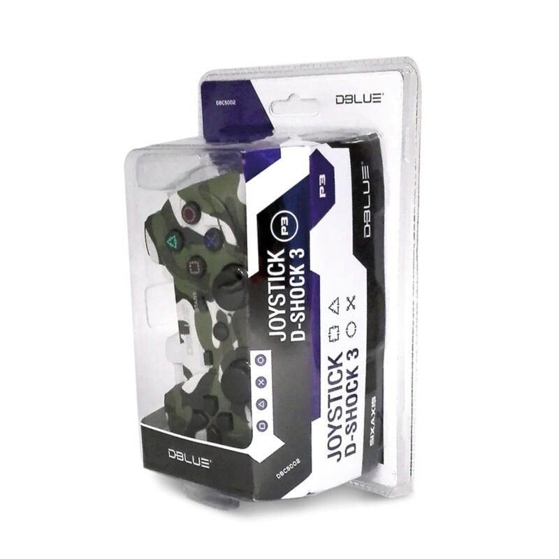 control dblue ps3 dual shock bluetooth wireless con entrada de 6 axiales, cable usb 1 metro, mimetizado silver — vista 2