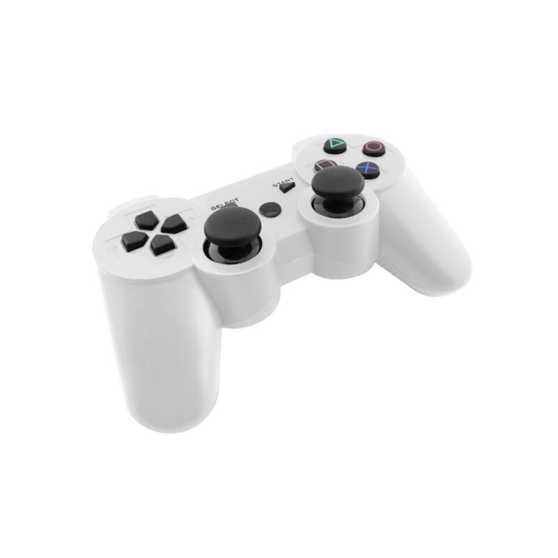 control dblue ps3 dual shock bluetooth wireless con entrada de 6 axiales, cable usb 1 metro, white