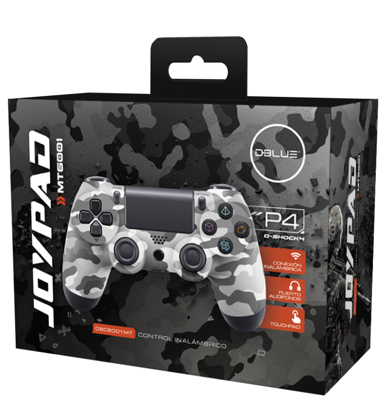 control dblue ps 4 dual shock bluetooth wireless de 6 auxiales y entrada 3.5. mimetizado — vista 2