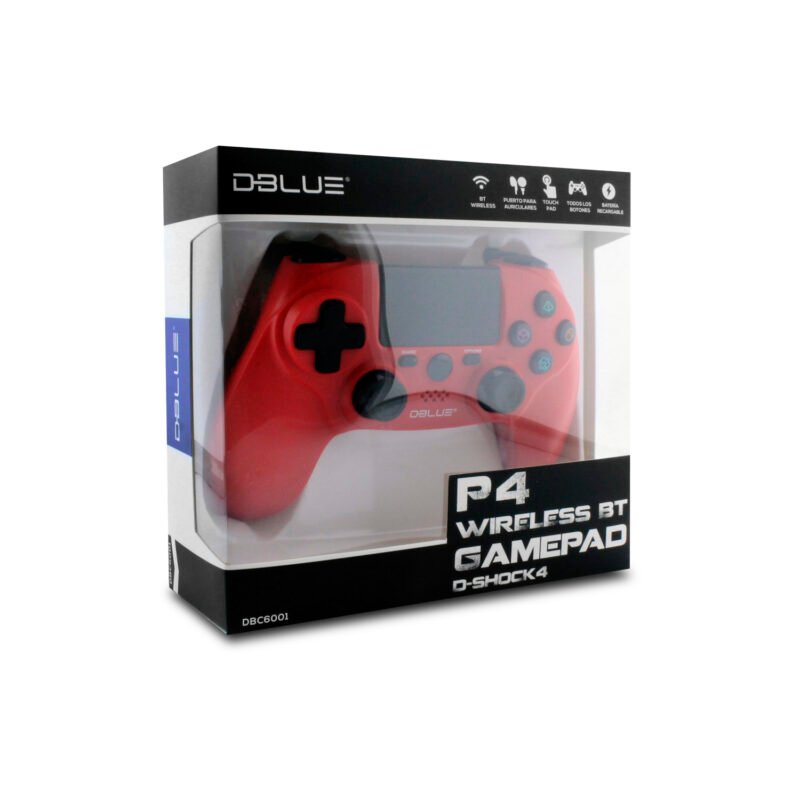 control dblue play station 4 dual shock bluetooth wireless con entrada de 6 axiales y entrada 3.5. red — vista 4