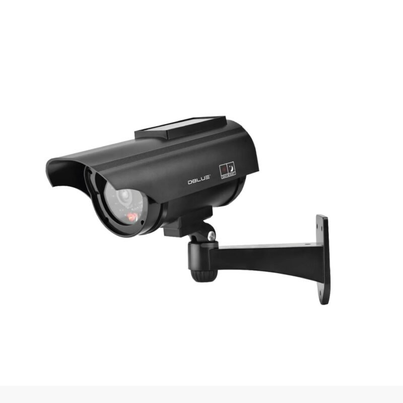 camara de seguridad dblue solar falsa, aspecto realista, con baterias recargables con panel solar — vista 2