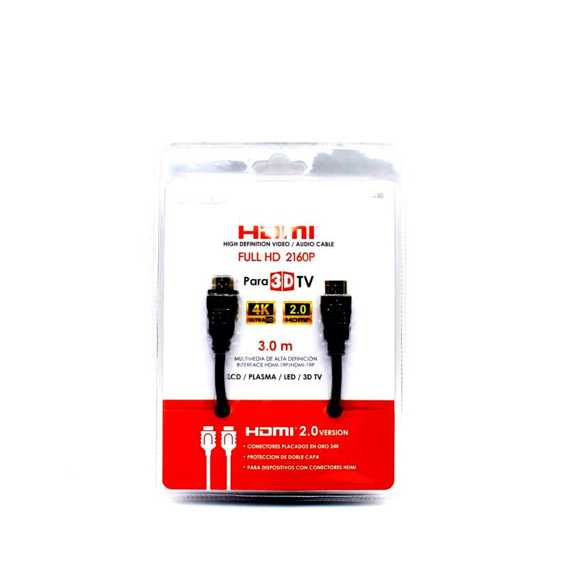 cable hdmi v.1.4 tv led 3d/lcd/plasma 3m blister — vista 2