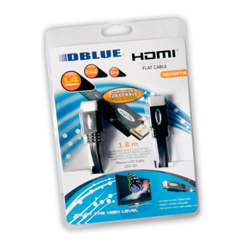 cable dblue 1.8m, hdmi a hdmi version 1.4 flat — vista 2
