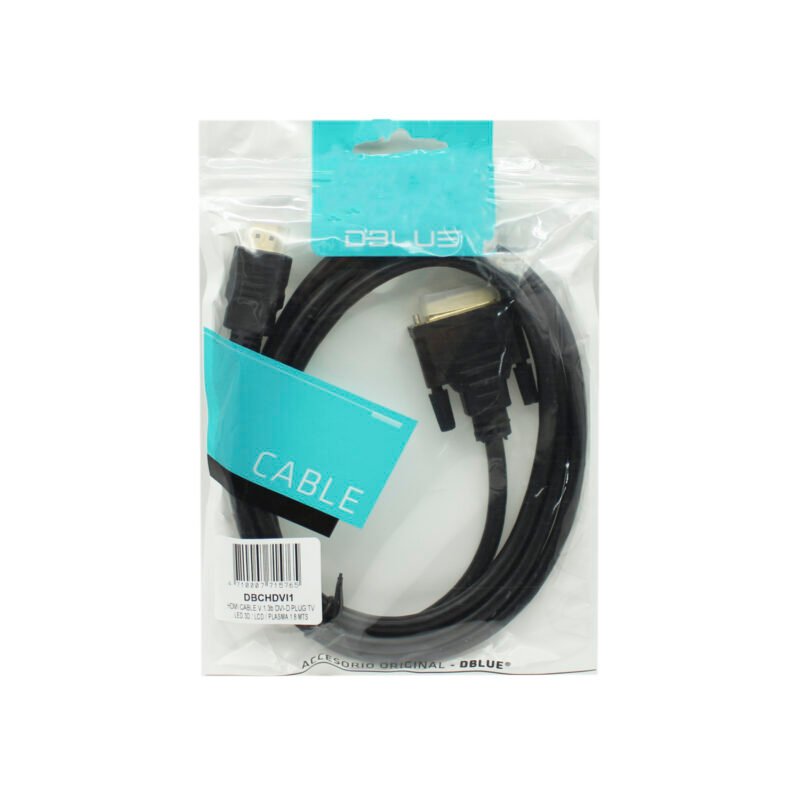 cable hdmi v.1.3b dvi d plug tv led 3d/lcd/plasma 1,8 mts — vista 3