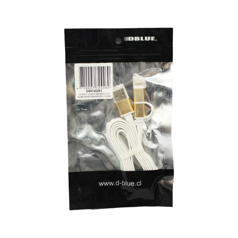 cable 2x1 de usb a micro usb o lightning 100 appwhite — vista 2