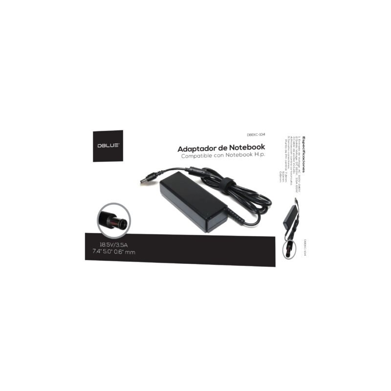 cargador de notebook dblue 18.5v/3.5a punta centro hp compaq.