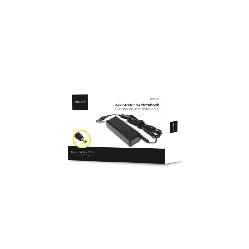 cargador de notebook dblue 19v/3,42a punta amarilla acer.