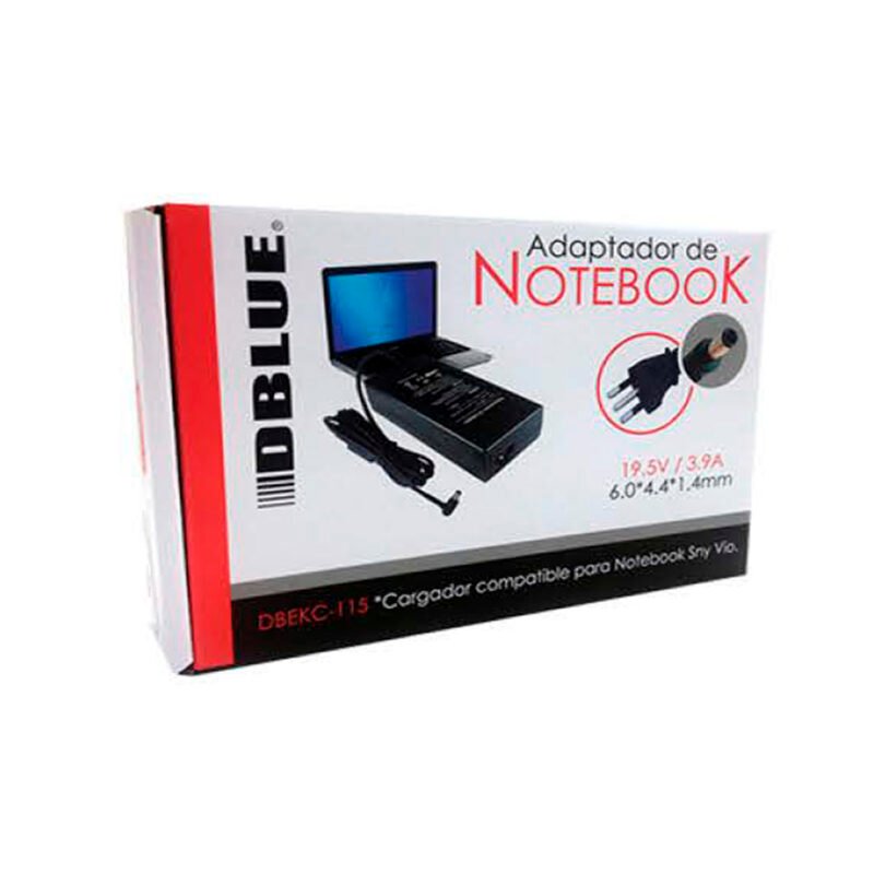 cargador de notebook dblue 19,5v/3,9a compatible sony vaio(pin 6.0*4.4*1.4)