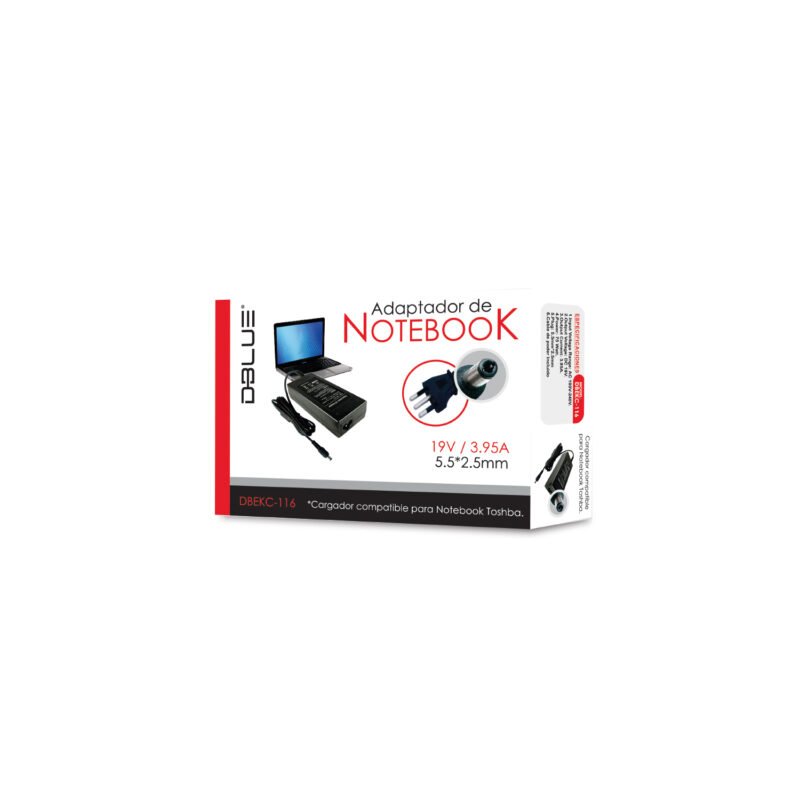 cargador de notebook dblue 19v/3,95a compatible toshiba(pin 5.5*2.5)