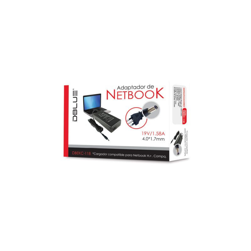 cargador de notebook dblue 19v/1,58a compatible hp compaq(pin 4.0*1.7)