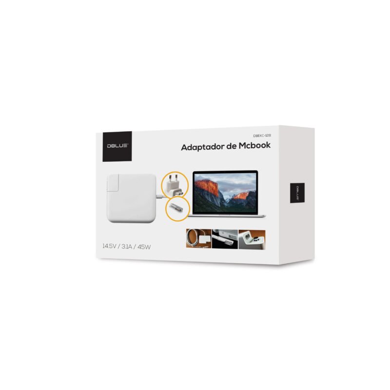 cargador de notebook dblue 14.5v/3.1a compatible macbook air 45w white