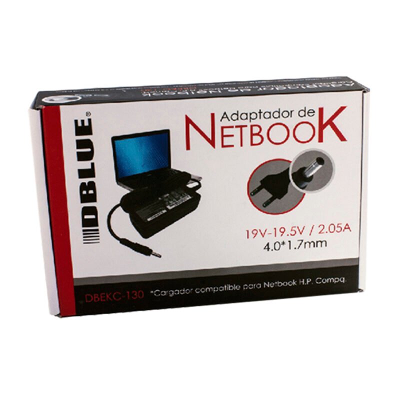 cargador de notebook dblue 19v 19,5v/2.05a hp compatible 40w.