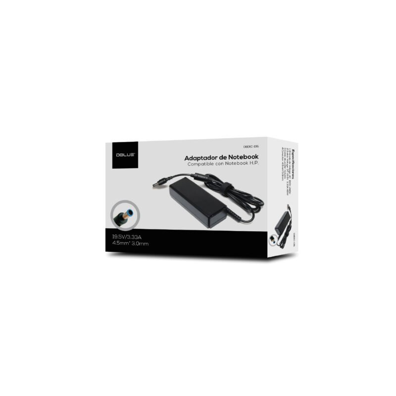 cargador de notebook dblue 19.5v/3.33a compatible hp punta blue
