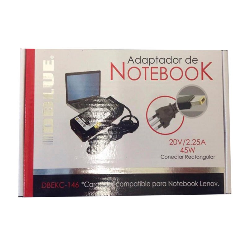 cargador de notebook dblue 20v/2,25a 60w compatible lenovo (conector rectangular)