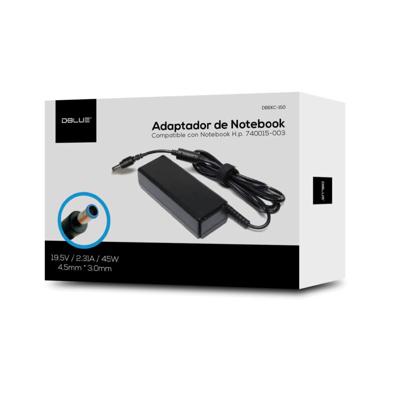 cargador de notebook dblue 19,5v 2,31a 45w compatible hp (punta azul) — vista 5