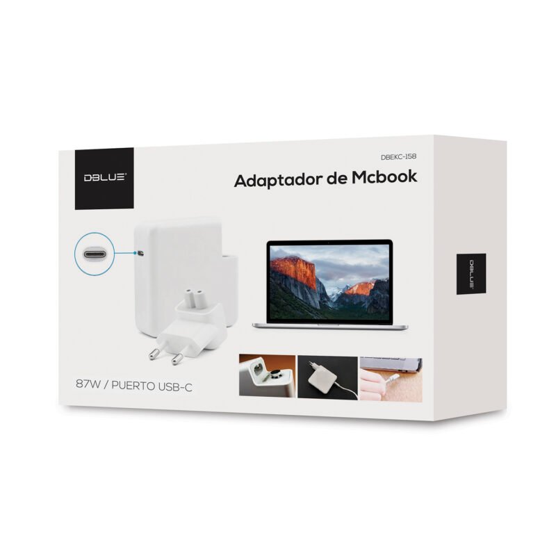cargador de notebook dblue compatible macbook pro 61w tipo c. white
