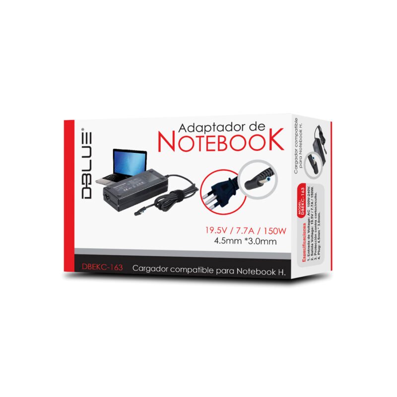 cargador de notebook dblue 19.5v 7.7a 4.5*3.0mm compatible hp