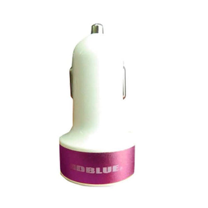 cargador dblue de automovil 2.1a 12v con 2 puertos tipo color purpura